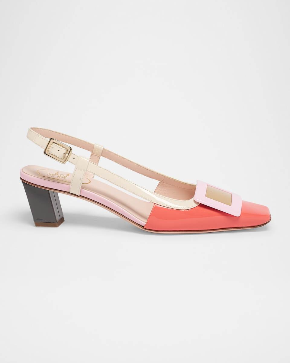 Colorblock Patent Leather Slingback Pumps